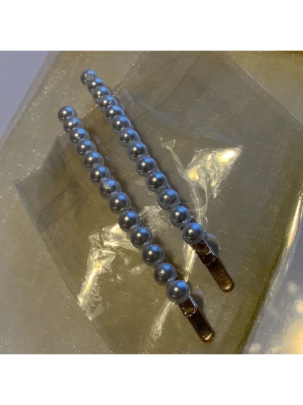 Gold Bobby Pins Ivory Pearl Embellished Pair - Picture 7 of 8
